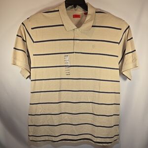 Izod Cream and Blue Striped Polo Shirt